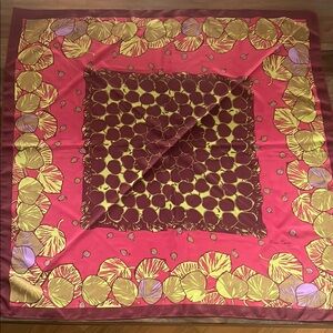 Pierre Cardin Leaf Acorn Print Scarf Burgundy Green